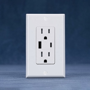 15amp电气插座usb插座，带a型 + C型DC5V/5A壁挂式插座 - Product Image 1