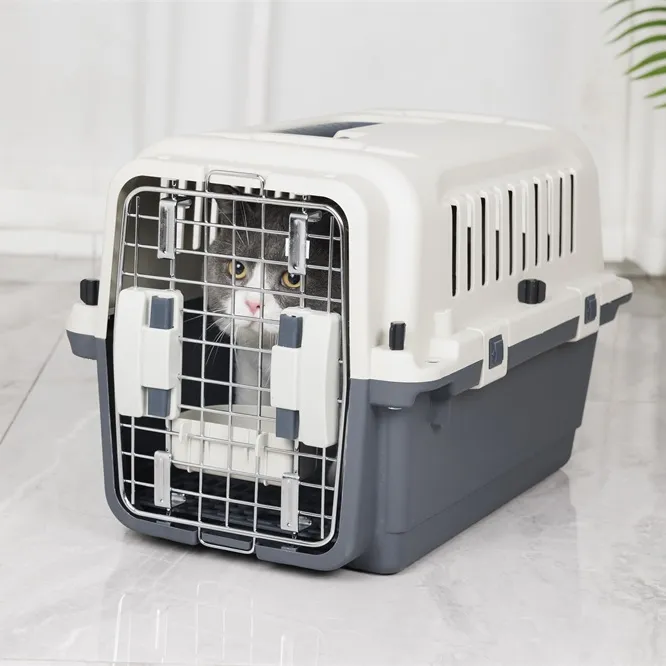 Logotipo personalizable/tamaño multicolor plástico mascota vuelo jaula portadores perro gato caja de envío al aire libre portátil jaula de transporte aéreo