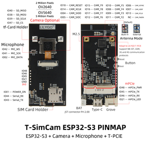 LILYGO TTGO T-SIMCAM ESP32-S3 OV2640 CAM Development Board WiFi <strong>Bluetooth</strong> 5.0 Module TF Slot Adapt T-PCIE SIM