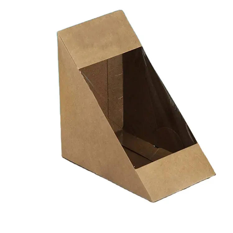 Caja de cartón para sándwich, embalaje triangular de grado alimenticio, reciclable, venta al por mayor