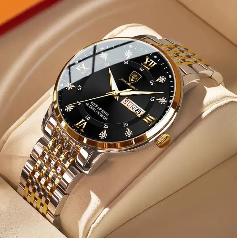 Luxo Business Casual Relógios para Homens Luminous Waterproof aço inoxidável Hot Sale Quartz Watch