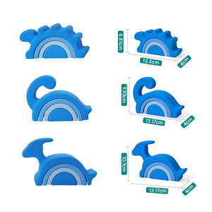 Yumuşak silikon DIY dinozor istifleyici eğitici oyuncak 2-4 yıl için blok yapı yuvalama bulmaca hayvan tema ile - Product Image 2
