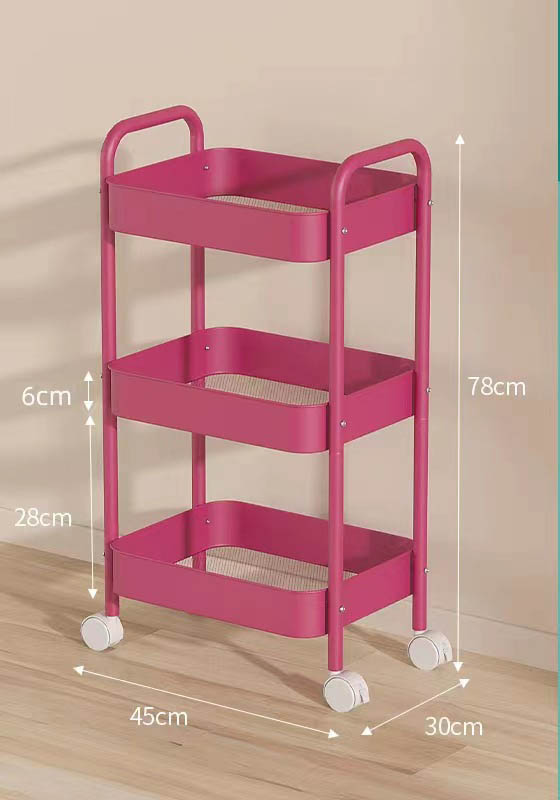 Étagère rose fruit du dragon à trois niveaux améliorée - Roues universelles