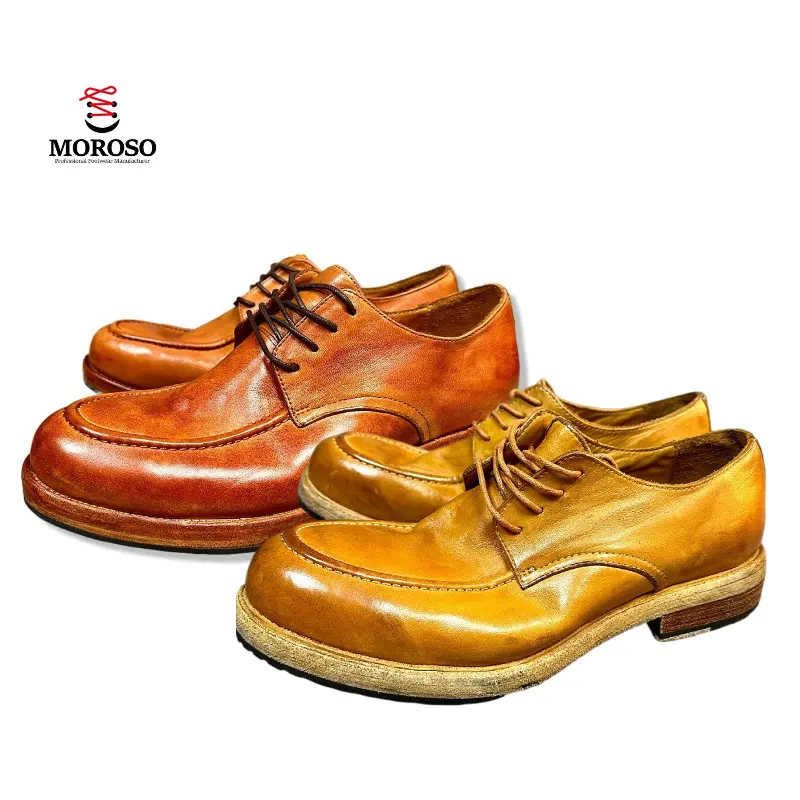 Goodyear Horse Leather Men's Shoes Zapatos de cuero hechos a mano lavados con agua Suela gruesa Men's Derby Casual Shoes CUSTOM BOOTS