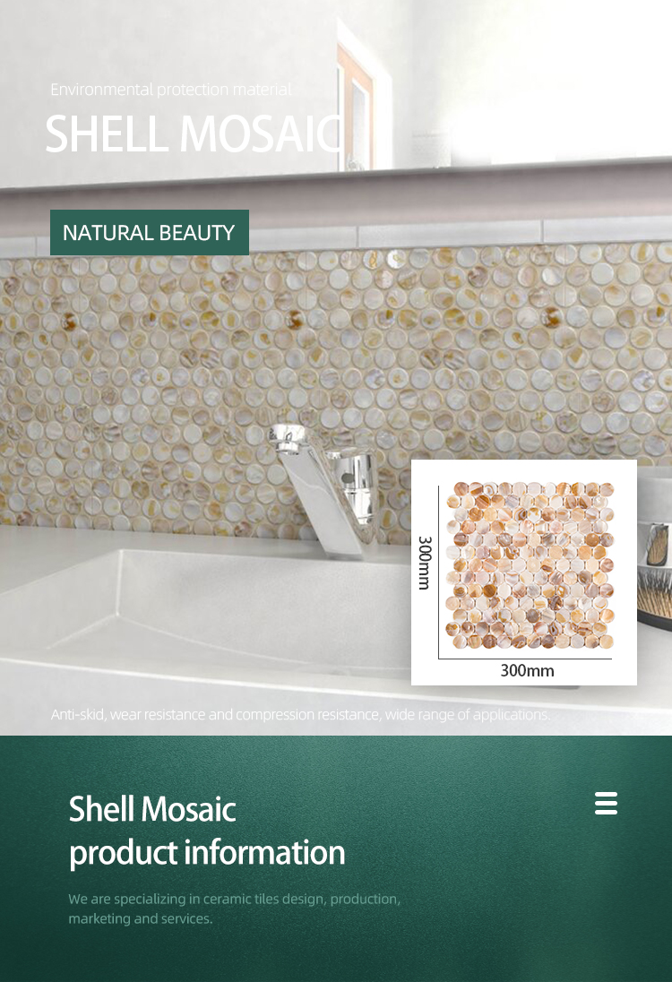 round seashell mosaic tile kitchen backsplash shower wall 300*300*2mm shell mosaic
