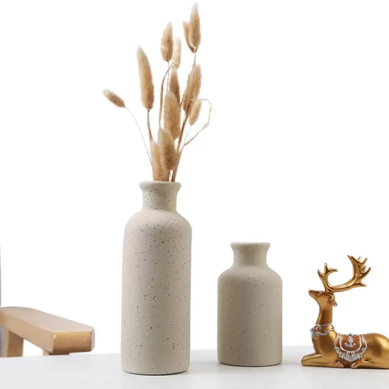 Reco – Vase à fleurs classique mat givré en céramique, Vase cylindrique pour décoration d'hôtel, de bureau, de maison, à bas prix