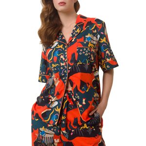 Custom Dames 2 Stuks Bedrukte Korte <span class=keywords><strong>Lounge</strong></span> Wear Sets Pj Set Satijnen Pyjama Dames Nachtkleding Loungewear Set Voor Dames - Product Image 6