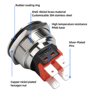 25mm momentaner selbstsicher nder Druckknopf schalter 20A/250VAC Wasserdichter IP65-Druckknopfschalter zum Heben - Product Image 4