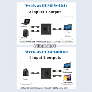 4K @ 30Hz HDMI Selector Switcher 2 en 1 Out HDMI Switch Splitter Aluminio HDMI 2,0 Interruptor bidireccional Soporte 3D 4K HDR. - Product Image 4