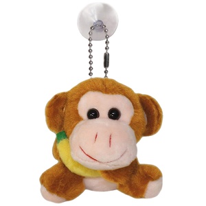 D558小さなハッピーモンキーバナナぬいぐるみハンギング卸売ODM CEおもちゃ人形ラッキーチャーム飾りぬいぐるみモンキーキーホルダー