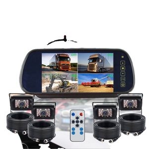 Ipaster 7in 4分体式显示汽车倒车后视镜四监视器 + 4 1080P 2M AHD汽车后/前/侧视图倒车摄像头套件