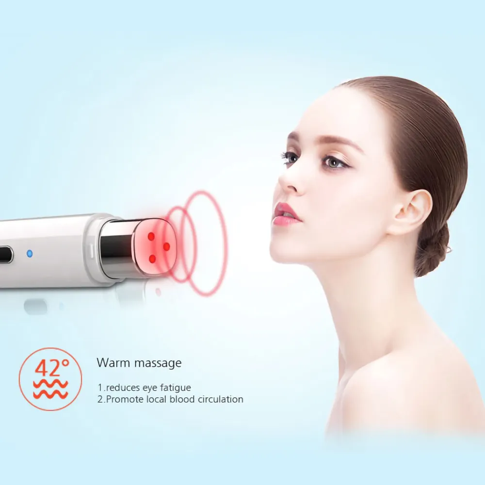 Mini pluma de masaje vibratoria, eliminador de calor eléctrico, masajeador ocular antiarrugas