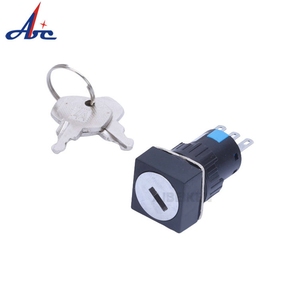 16mm Rotary Key Selector <strong>Switch</strong> 6 Pins 2NO 2NC <strong>Rectangle</strong> Round square <strong>Button</strong> Key <strong>Push</strong> <strong>Button</strong> <strong>Switch</strong> A16-11ZK - Product Image 2