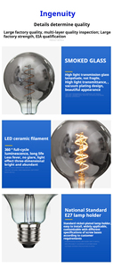 Yüksek kalite LED Filament ampul G95 G125 dumanlı gri 2W 4W 6W 8W derin karartma FlickerFree elektroliz A19 tipi E27 konut - Product Image 5