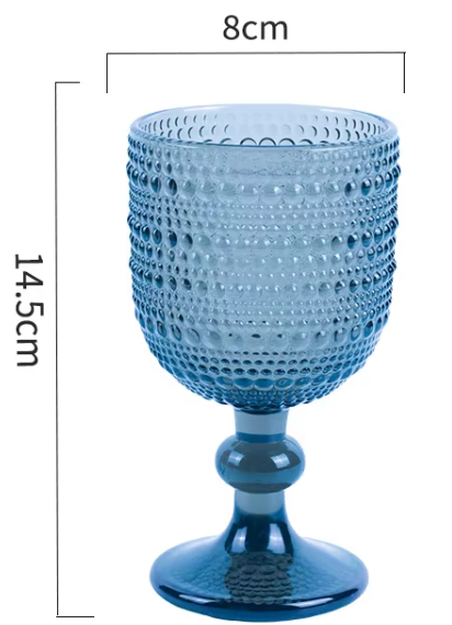Copa de vino pequeña con punta de cuentas azules de 240 ml