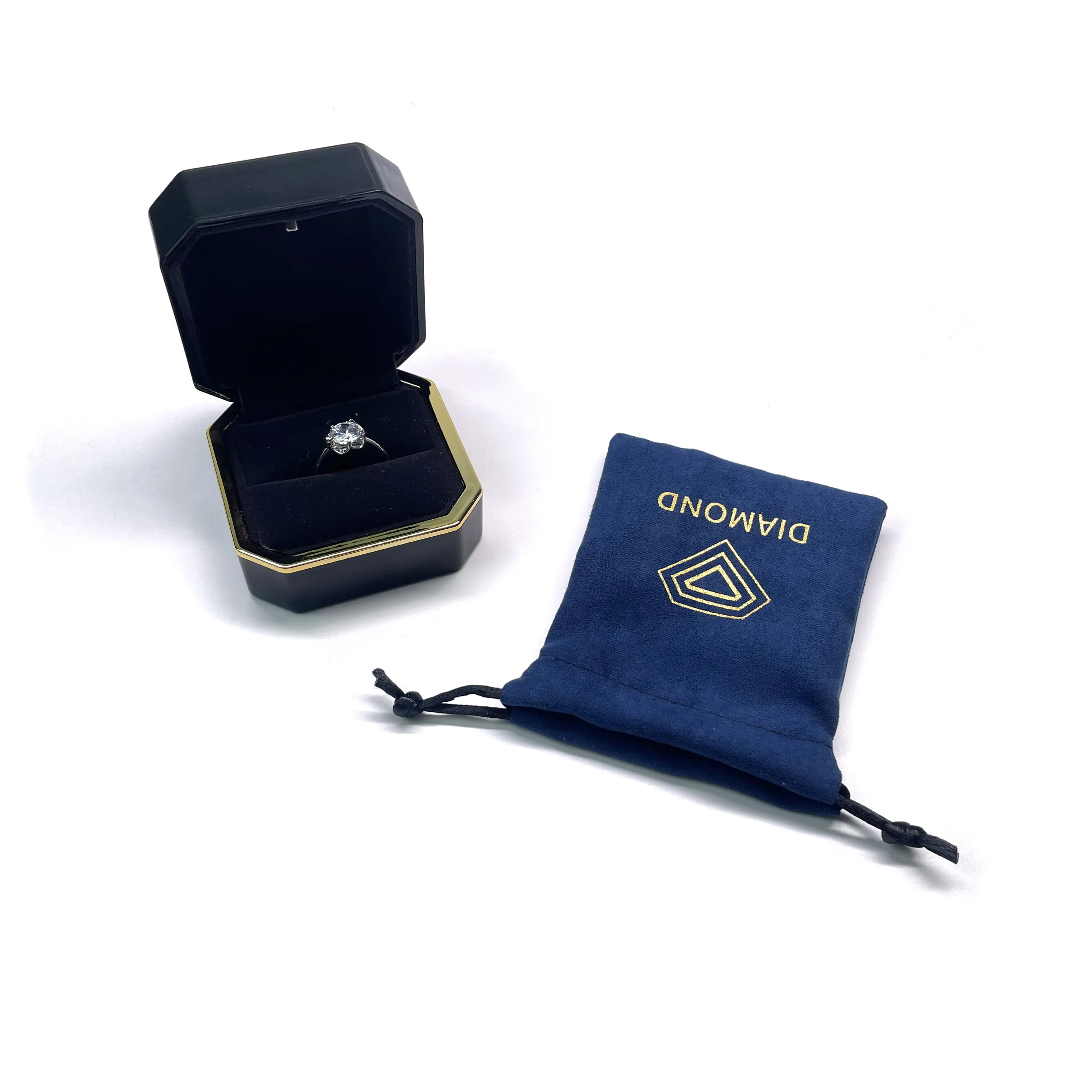 Sacchetti regalo in cotone con coulisse blu economici borsa per il trasporto di gioielli con Logo personalizzato antipolvere