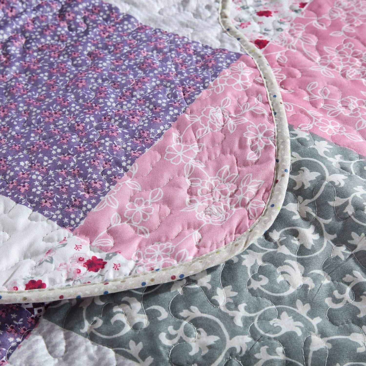 High Quality New Fashion King Size Home Textile Superfine Fiber Checkered Floral Quilt Bedding Set