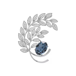 Thời Trang Đồ Trang Sức Đồng Rhodium Mạ Cube Zircon Tinh Thể Màu Xanh Tai Của Lúa Mì Trâm Cài - Product Image 5