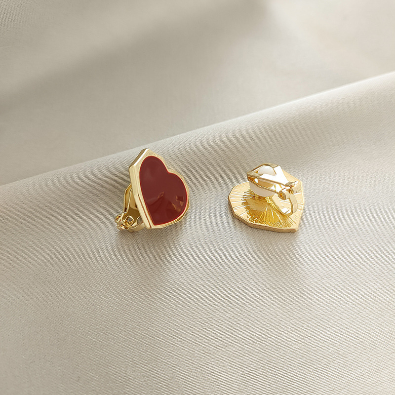 50-Burgundy Love Ear Clips