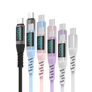 2M <span class=keywords><strong>USB</strong></span> C电缆PD 100W发光二极管显示器快速充电器套件5A快速充电电脑线适用于苹果笔记本专业版iPhone15苹果平板电脑专业版三星