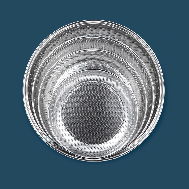 Round Steam Food Tray Multi-purpose Kitchenware Stainless Steel Flat Tray With Dense Holes