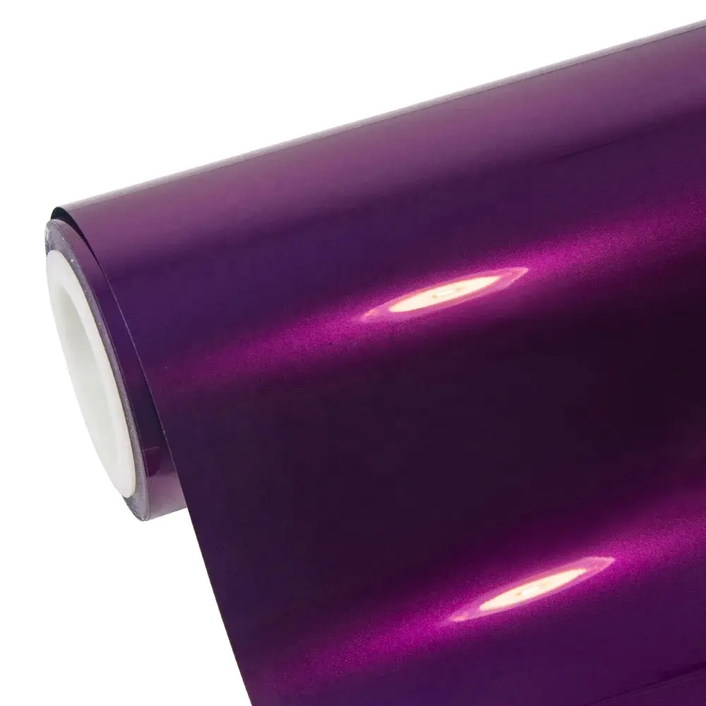 Envoltura de vinilo púrpura brillante metálico 3M 3 años de garantía Película de envoltura de coche sin burbujas de aire de PVC PET Vinilo de envoltura de coche brillante