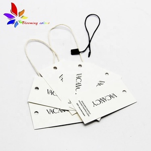 Vendor <strong>Custom</strong> <strong>Printed</strong> Logo Folded Paper <strong>Tag</strong> Garment Hang <strong>Tags</strong> With Elastic <strong>String</strong>