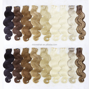 Dikişsiz görünmez vücut dalgalı ipek basın hazır 0.8mm atkı hiçbir hasar silikon pedleri klipsli postiş 100% Remy insan saçı - Product Image 6