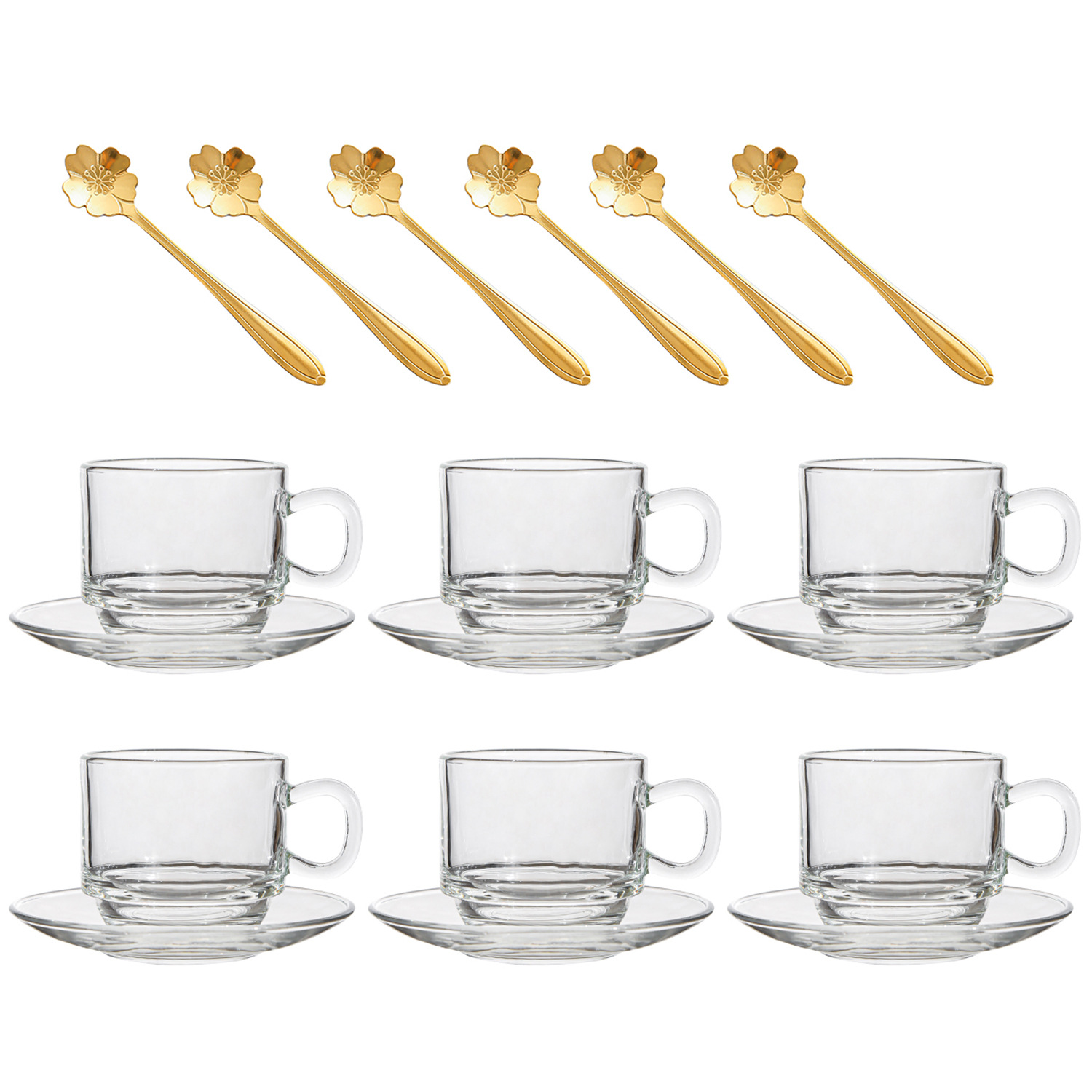 Gobelets empilables transparents - 6 gobelets, 6 assiettes, 6 cuillères