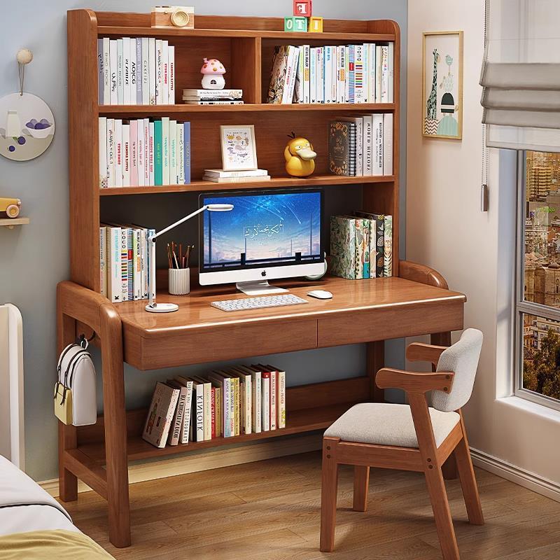 Bureau et chaise en bois massif couleur noyer