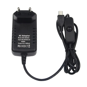Toptan ahududu Pi güç kaynağı mikro USB güç adaptörü 5V 3A ile ON/OFF anahtarı ahududu Pi için 3B + 3B 2B