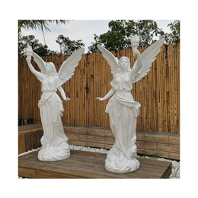 Ingrosso in fibra di vetro angel figure hotel statua romana decorazione sculture per interni decorazioni per la casa arte scultura da giardino all'aperto