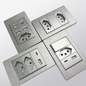 巴西PC拉丝开关和插座电插头插座双usb-c壁式插座 - Product Image 2