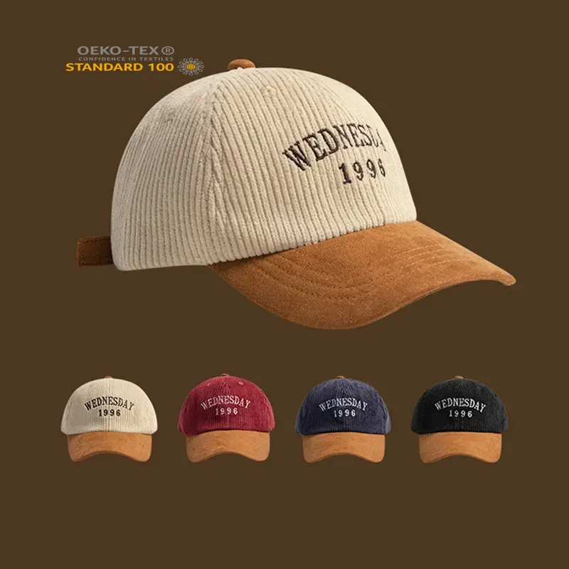 Design Wholesale Gorras Dad Hat 5 6 panel Golf Caps Embroidery Logo Custom 2 tone Corduroy Baseball Hats
