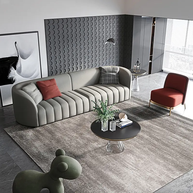 Patas de madera de estilo europeo, tapicería reclinable, 3 asientos, sofá seccional moderno de Tela Gris, sala de estar, conjunto de sofá con diván