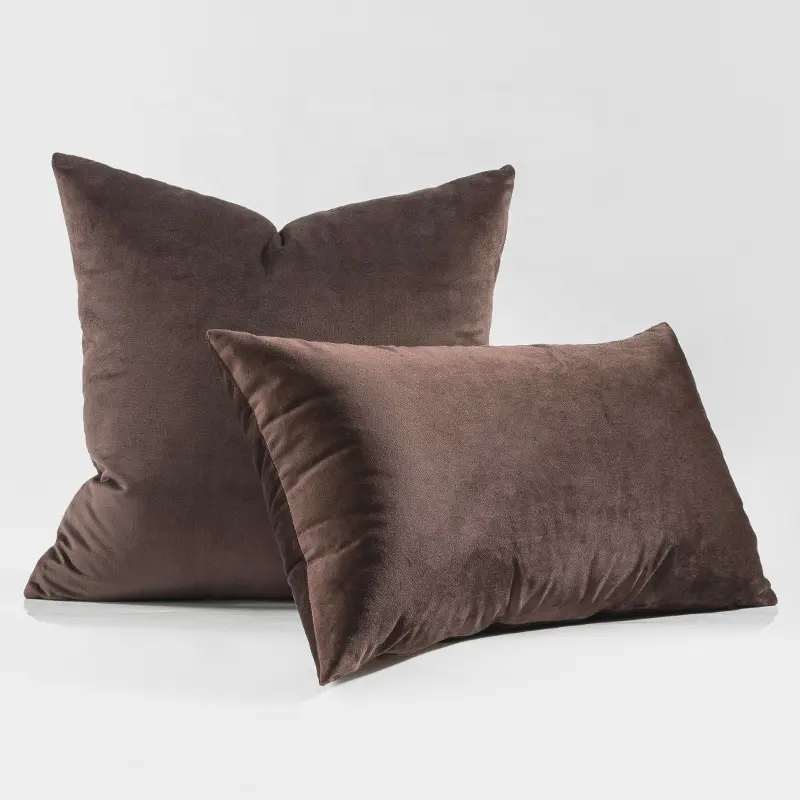 Fodera per cuscino decorativo a buon mercato all'ingrosso della fabbrica fodere per cuscini rosa fodera per cuscini in velluto marrone per divano soggiorno