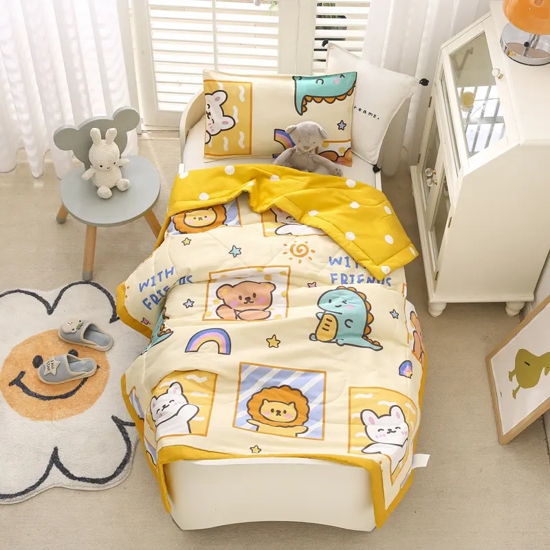 Children's baby nap pure cotton air conditioner quilt thin quilt baby cartoon print