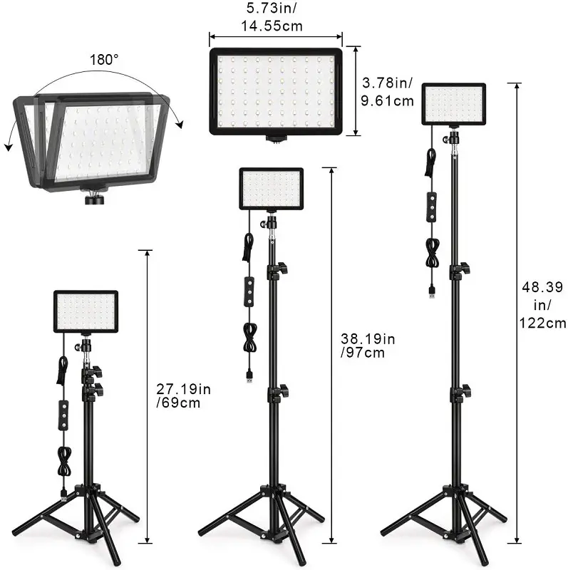 3Pcs Dimbare 5600K Usb Rgb Vierkante Led Studio Video Panel Licht Met Statief 4 Kleuren Filters Voor fotografie Youtube Video