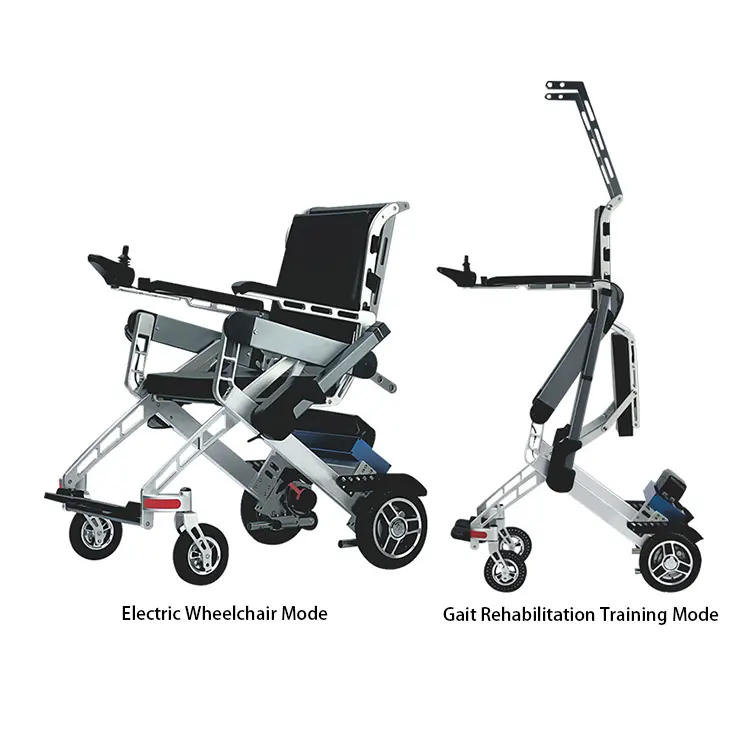 Nuevo producto, silla de ruedas eléctrica, cómoda, marco de aluminio, silla de ruedas eléctrica para ayudar al paciente con accidente cerebrovascular a ponerse de pie y caminar