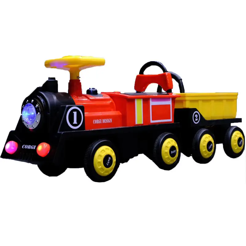 Fornire auto a quattro ruote per bambini retro treno elettrico per bambini può sedersi e guidare un'auto giocattolo ricaricabile per ragazzi e ragazze