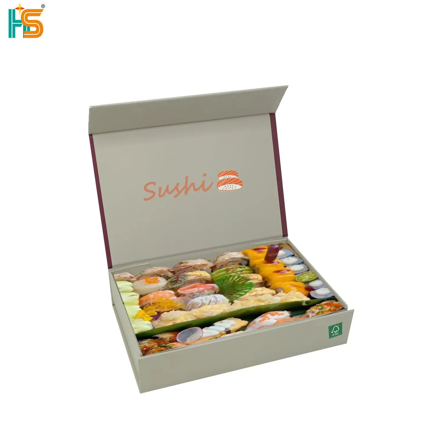 Carton de luxe pliable magnétique personnalisé Sushi Verpackung boîte d'emballage en papier pour Sushi