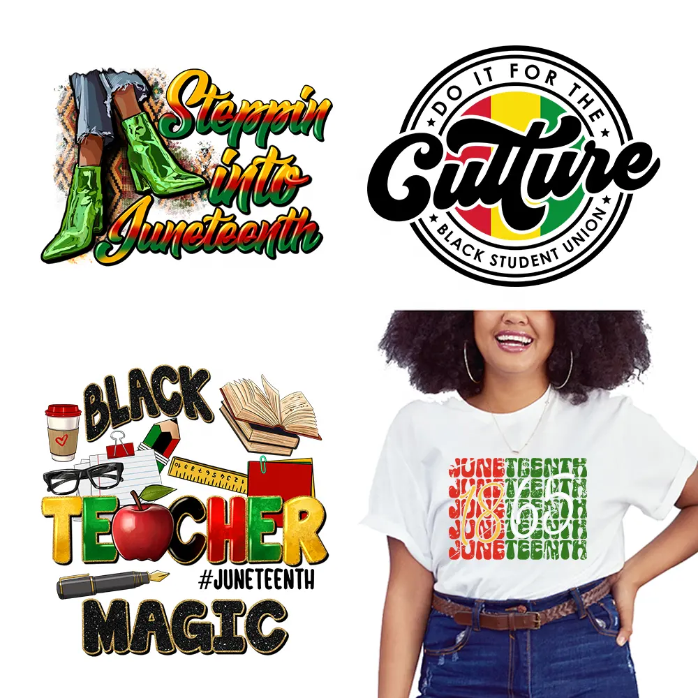 Custom Juneteenth Day Black History Printable DTF Heat Transfer Plastisol Black Nurse Magic Print Transferências Adesivos para T-shirt