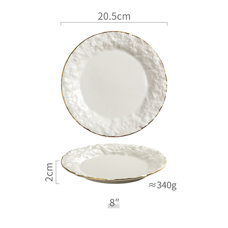 8" flat golden rimmed plate