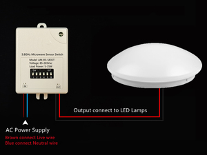 Interruptor de sensor de movimiento de radar de Carga inteligente de 5,8 GHz y 35W con ajustes DIP ajustables para control de iluminación - Product Image 2