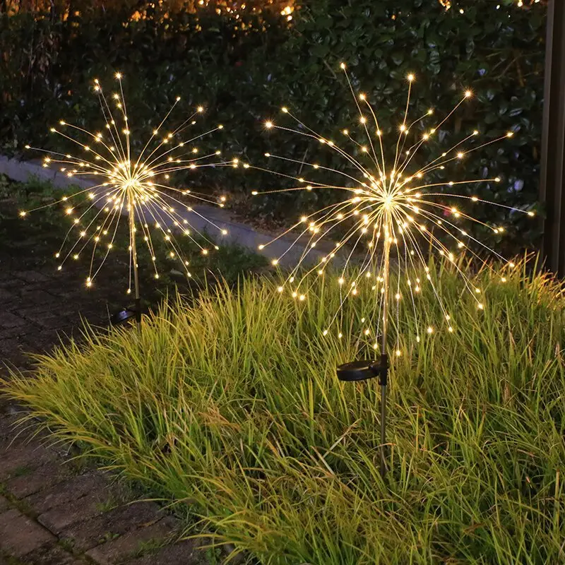 Led Solar Ground Fireworks Lights Dandelion String Jardim Decoração do Natal Outdoor Garden Pathway Lawn Pátio Yard Walkway