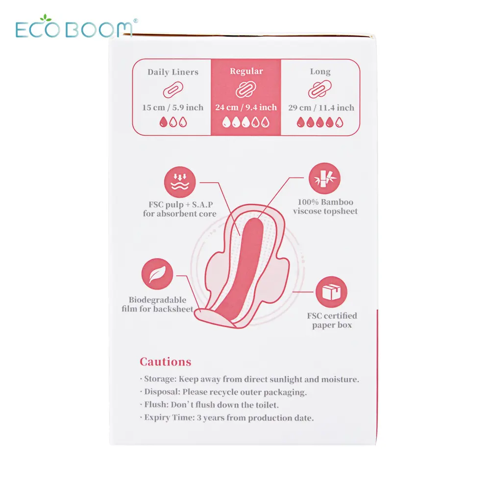 ECO BOOM pads factory bamboo feminine napkin dry panty liner eco friendly sanitary towel