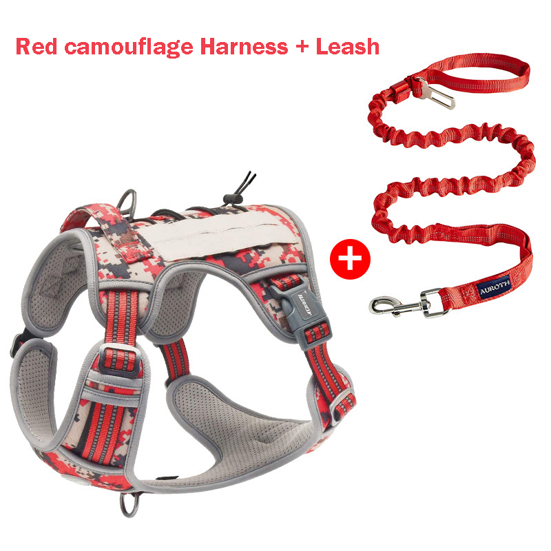 Red camouflage Harness+Leash
