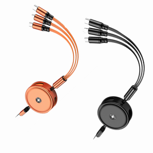 マルチUSB充電器ケーブル格納式3in1マルチ充電コード (タイプCマイクロUSB8ピン3in1ケーブル付き) - Product Image 1