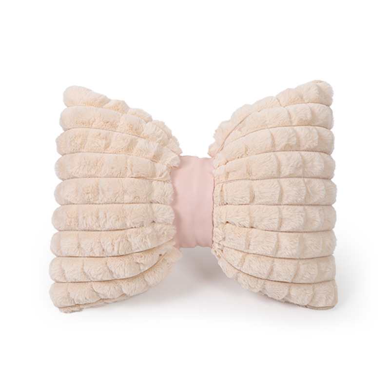 Pink Rabbit Fur Puff Cord Lumbar Support