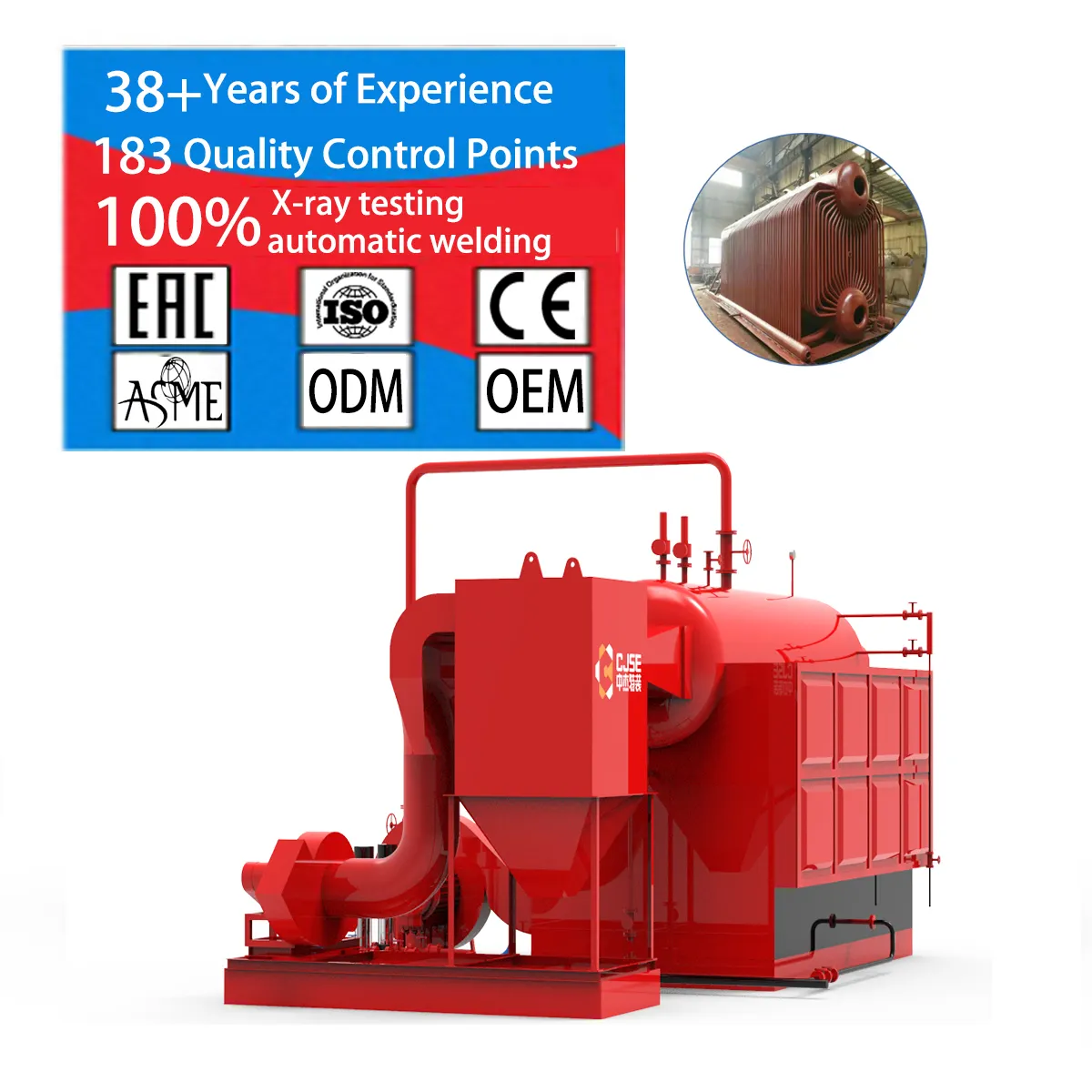 Generador de vapor Industrial para Pellet de madera, caldera de vapor para leña, 1 tonelada
